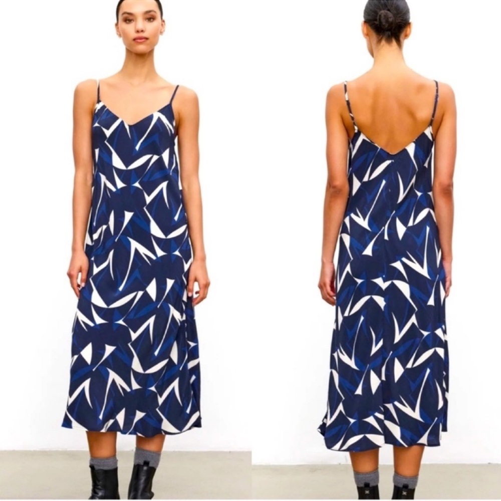 NWT Perry Dress slip midi dress size large navy ecru Velvet Graham and Spencer